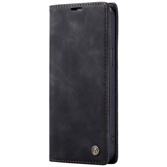 CaseMe Futrola preklopna za iPhone 14, koža, crna - Flip Leather Phone Case iPhone 14 - Image 2