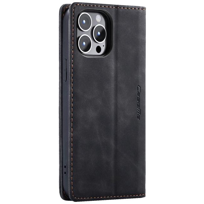 CaseMe Futrola preklopna za iPhone 14 Pro Max, koža, crna - Flip Lea. P. Case iPhone 14 Pro Max