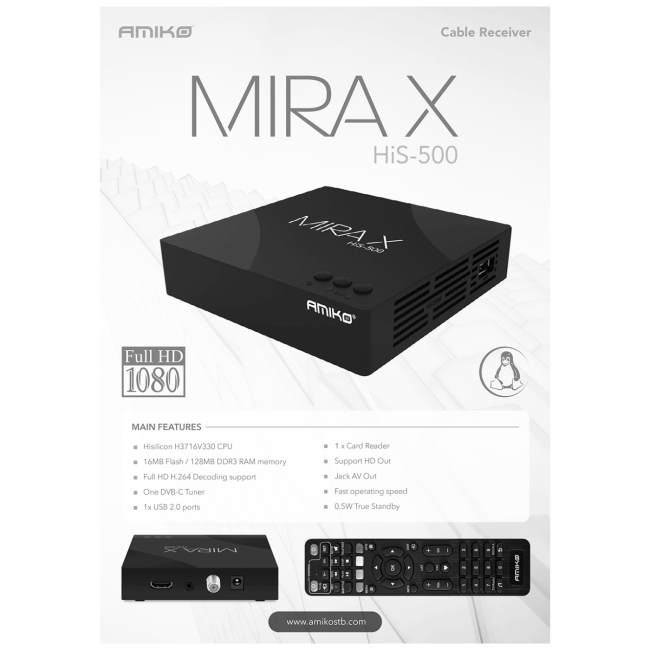Amiko Prijemnik zemaljski@Linux, FullHD, DVB-C, H.264 - MIRAX HIS-500 - Image 4