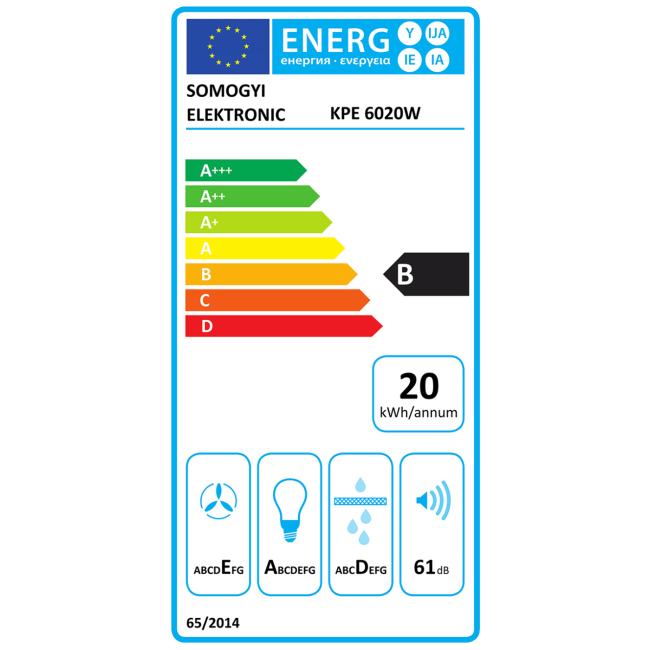 home Napa TORNADO 60 cm, protok 200 m³/h, 38W, bijela - KPE 6020W - Image 3