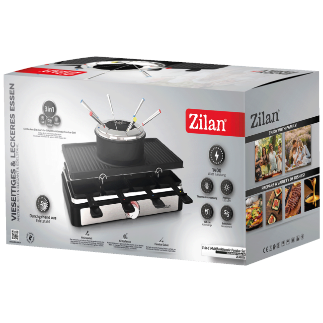 Zilan Električni Roštilj / Raclette / Fondue od sira, 3u1, 1400W - ZLN8856 - Image 7