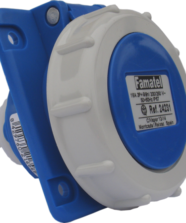Famatel Utičnica zidna 10°, 16A, 220-240V, 3 polna (3P+T), H9, IP67 - 24231