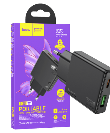hoco. Punjač kućni, brzi, PD20W + QC3.0 Dual Port - N38 Delgado EU