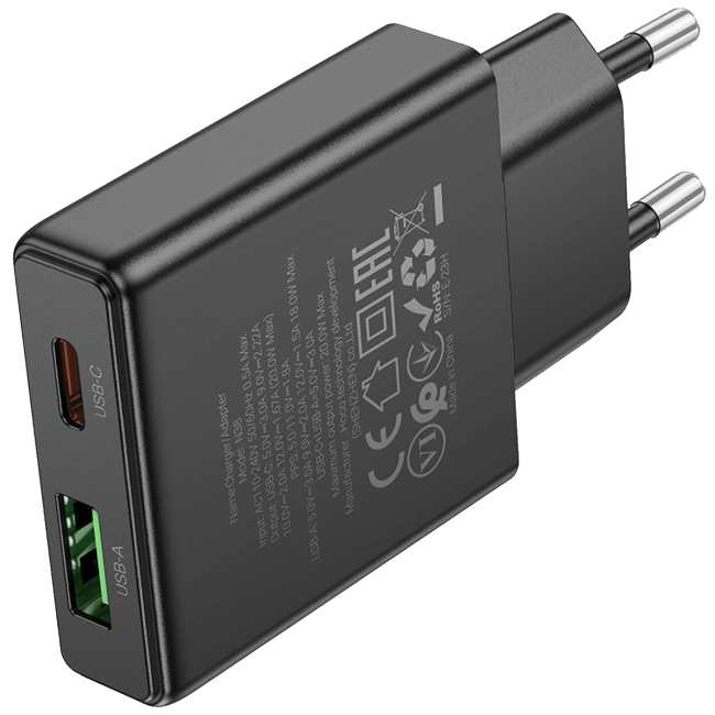 hoco. Punjač kućni, brzi, PD20W + QC3.0 Dual Port - N38 Delgado EU - Image 4