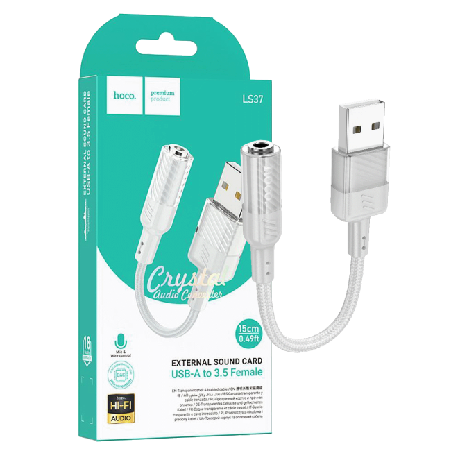 hoco. Adapter za slušalice, USB type A na 3.5 mm - LS37 Spirit