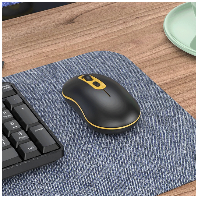 hoco. Miš bežični, optički, 1600 dpi, 2.4 GHz, USB nano - GM21 Platinum Black/Yellow - Image 5