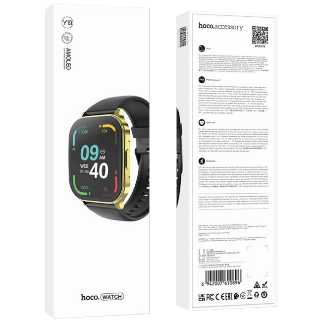 hoco. Pametni sat, 1.96", AMOLED zaslon, Bluetooth, IP68 - Y19 Gold - Image 3