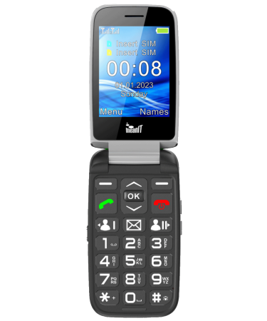 MeanIT Telefon mobilni, 2.8" ekran, Dual SIM, SOS tipka - SENIOR FLIP MAX Black