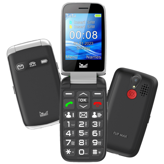 MeanIT Telefon mobilni, 2.8" ekran, Dual SIM, SOS tipka - SENIOR FLIP MAX Black - Image 5