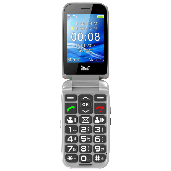 MeanIT Telefon mobilni, 2.8" ekran, Dual SIM, SOS tipka - SENIOR FLIP MAX Red