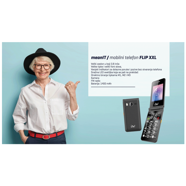 MeanIT Telefon mobilni , 2.8" zaslon, velike "M" tipke - FLIP XXL - Image 6