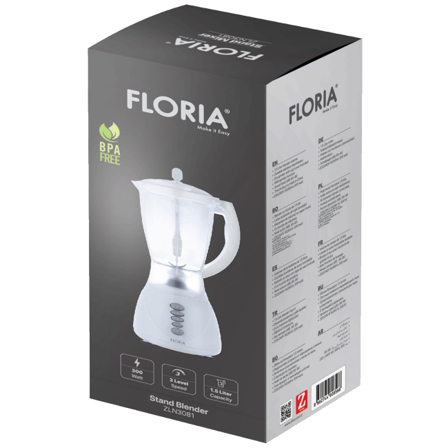 Floria Blender,  zapremina 1.5 lit, 300 W, bijela - ZLN3081 - Image 3