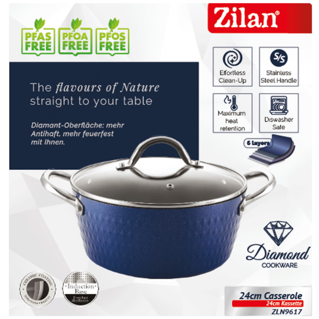 Zilan Kaserola sa staklenim poklopcem, 24 cm - ZLN9617 - Image 3