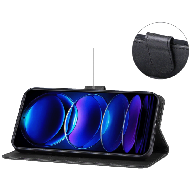 NN-Su Futrola preklopna za Redmi Note 13 Pro, koža, crna - Redmi Note 13 Pro 5G Phone Case(Bl) - Image 3