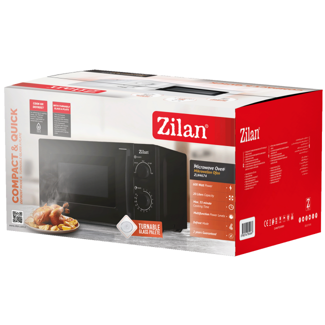 Zilan Mikrovalna pećnica, 600 W, zapremina 20 l,crna - ZLN4674 - Image 2