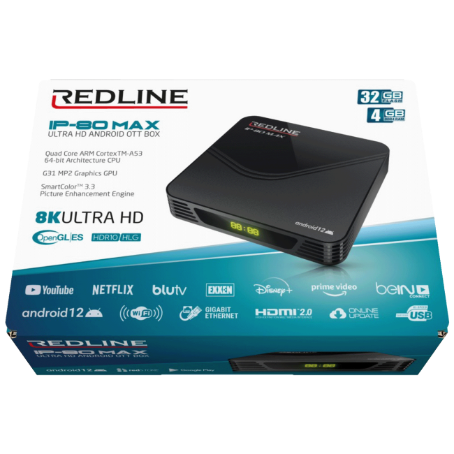 REDLINE Prijemnik IPTV@Android, 4K, 4 / 32 GB, USB, WiFi - IP-80 Max - Image 2
