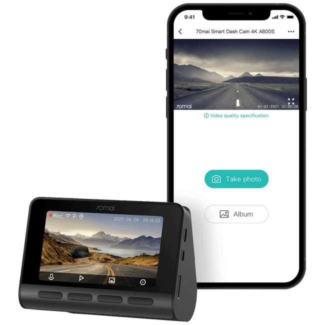 Xiaomi Auto kamera, 4K, GPS, WiFi - 70Mai Smart Dash Cam A800s - Image 5