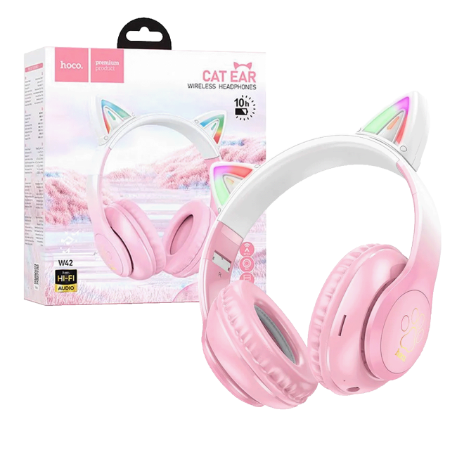 hoco. Slušalice bežične sa mikrofonom, Bluetooth - W42 Cat Ears, Cherry Blossom