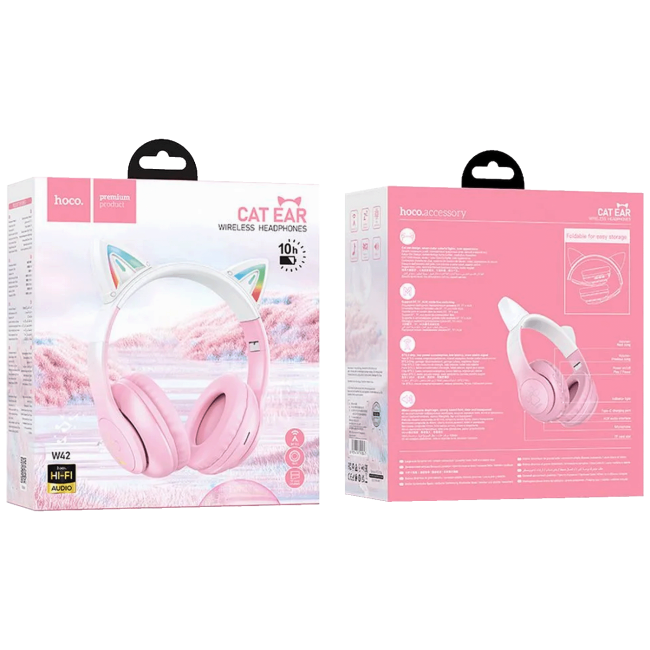 hoco. Slušalice bežične sa mikrofonom, Bluetooth - W42 Cat Ears, Cherry Blossom - Image 3