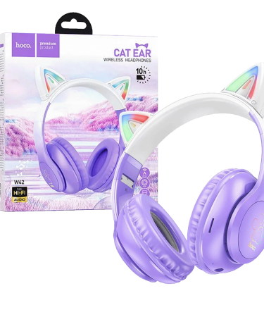 hoco. Slušalice bežične sa mikrofonom, Bluetooth - W42 Cat Ears, Purple Grape