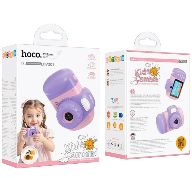 hoco. Dječija kamera, 2" IPS LCD, 32 MPx, FullHD, microSD - DV201 Pink - Image 3