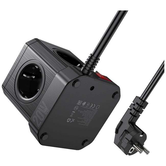 hoco. Produžni kabl, 5 utičnica, 3 x USB, 1 x USB C PD20W, 2 met. - NS8 Sharp - Image 5