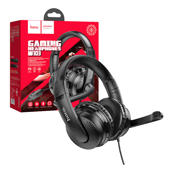 hoco. Slušalice sa mikrofonom, gaming, 3.5 mm, crna - W103 Magic tour, Black
