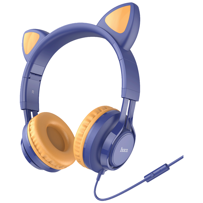 hoco. Slušalice sa mikrofonom, mačje uši, plava - W36 Cat ear, midnight blue - Image 2
