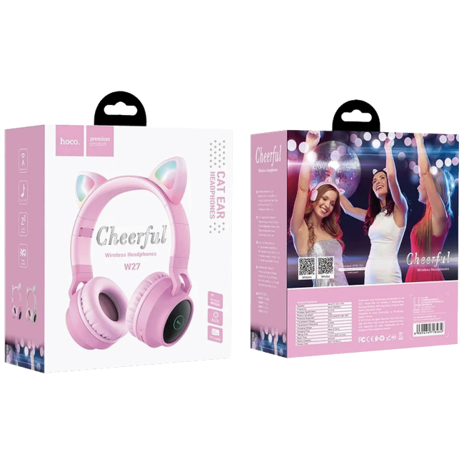 hoco. Slušalice bežične, Bluetooth - W27 Cat Ear Pink - Image 4