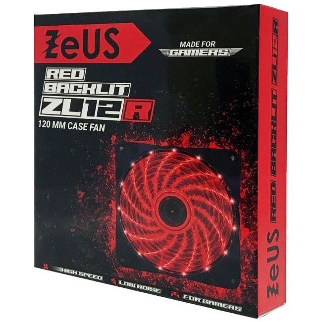 Zeus Ventilator za kućište, 120 mm, Red LED - Case Cooler 120x120 Red - Image 2