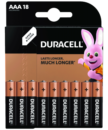 Duracell Baterija alkalna, AAA, 1,5 V, blister 18 kom. - DBAAA18