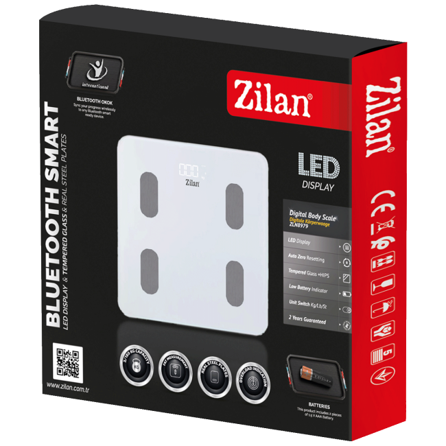Zilan Pametna vaga, tjelesna, do 180 kg, LED zaslon, Bluetooth - ZLN8979 - Image 2