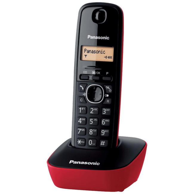 Panasonic Telefon bežični, LED display, crno/crveni - KX-TG1611FXR