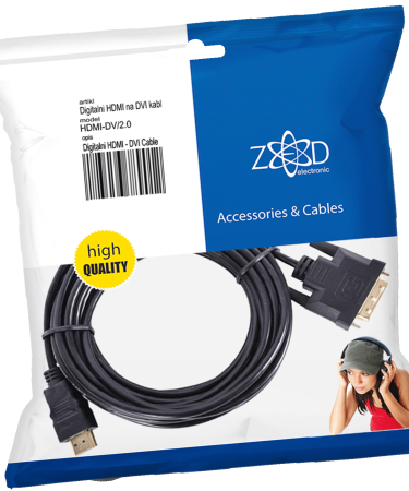 ZED electronic HDMI na DVI kabl,  2.0 met, ver. 1.4 - HDMI-DV/2.0