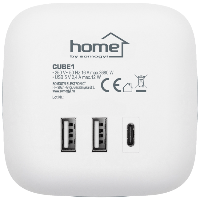 home Strujni razdjeljnik sa 3 utičnice,  3 x USB, kocka - CUBE1 - Image 3