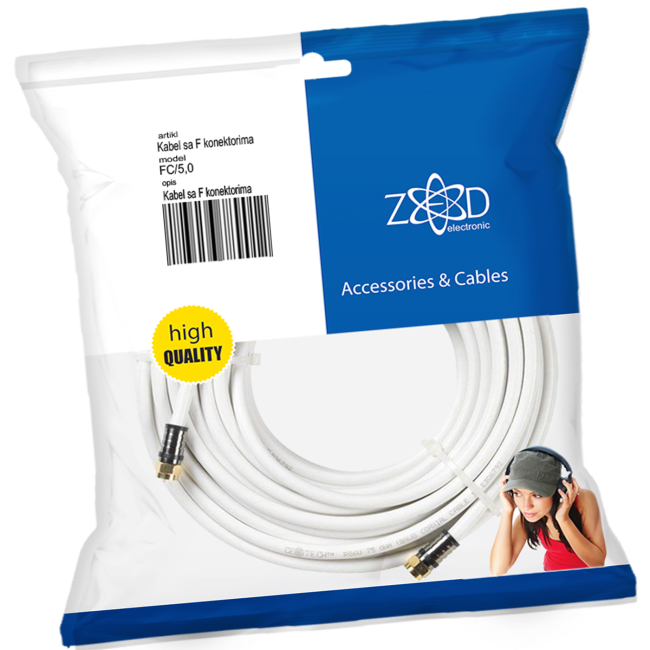 ZED electronic Antenski kabl sa F - konektorima, 5.0 met - FC/5,0