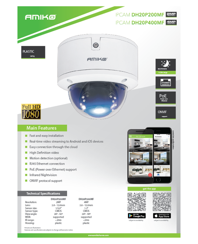 Amiko Home Kamera IP 2 MP, PoE, 1/2.9" SONY CMOS, HD Lens 2,8 - 12mm - DH20P200MF - Image 3
