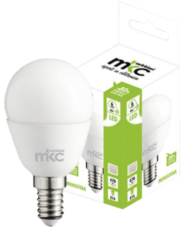 MKC Sijalica,LED 6W, E14, 4000K,220V AC,prirodno bijela svjetlos - LED MINISFERA E14/6W-N BOX