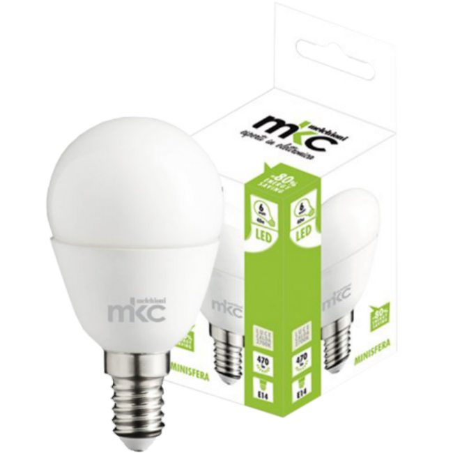 MKC Sijalica,LED 6W, E14, 4000K,220V AC,prirodno bijela svjetlos - LED MINISFERA E14/6W-N BOX