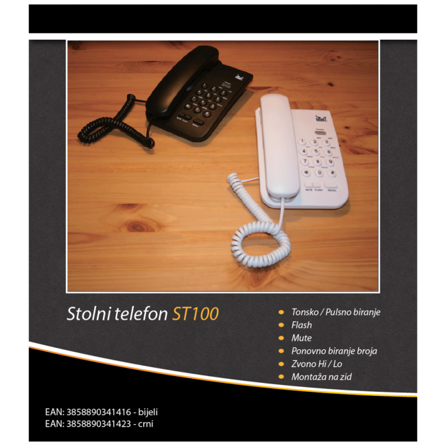 MeanIT Telefon analogni, stolni, bijeli - ST100 White - Image 2