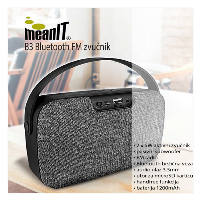 MeanIT Zvučnik bežični, FM radio, Bluetooth, 2 x 5W - B3 - Image 2