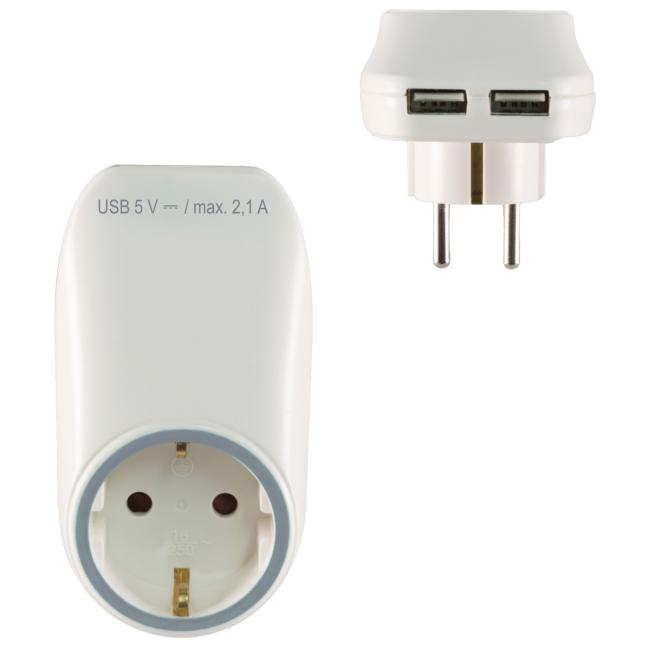home Punjač kućni za smartphone, tablet,2 x USB, 2.1A + Schuko - NV 2100 USB - Image 2
