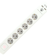 home Produžni kabl sa zaštitom, 6 utičnica, 1.5mm², 1,4 met, USB - NVT 06K USB/WH