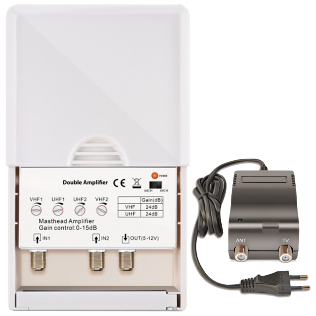 Amiko Pojačalo antensko + LTE / 4G filter sa 2 podesiva ulaza - DOUBLE AMPLIFIER