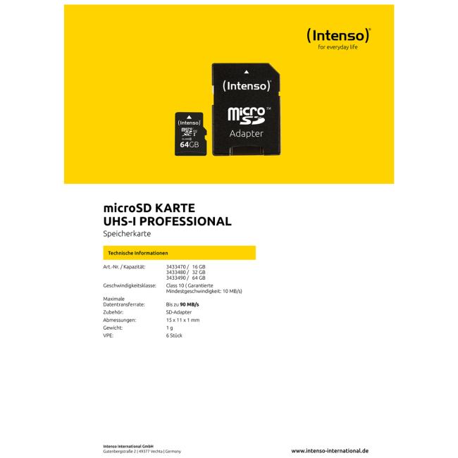 (Intenso) Micro SDHC/SDXC kartica 16GB Class 10, UHS-I +adapter, Pro - MicroSD 16GB Class10 UHS-I Pro - Image 3