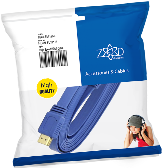ZED electronic HDMI kabl, plosnati, 1.5 met, ver. 2.0, 3D, Ethernet - HDMI-FLT/1,5