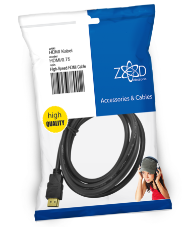 ZED electronic HDMI kabl, 0.75 met - HDMI/0.75