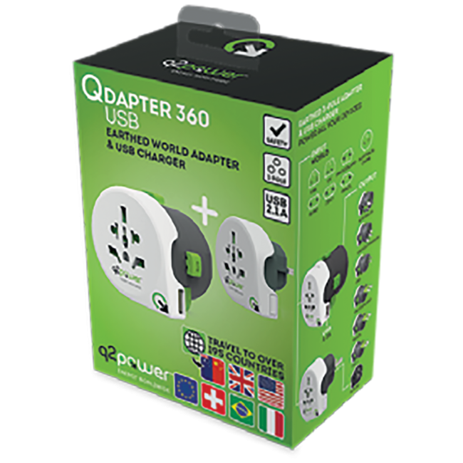 q2power Adapter, strujni, set, univerzalni + EU, USB - QDAPTER 360 USB - Image 2