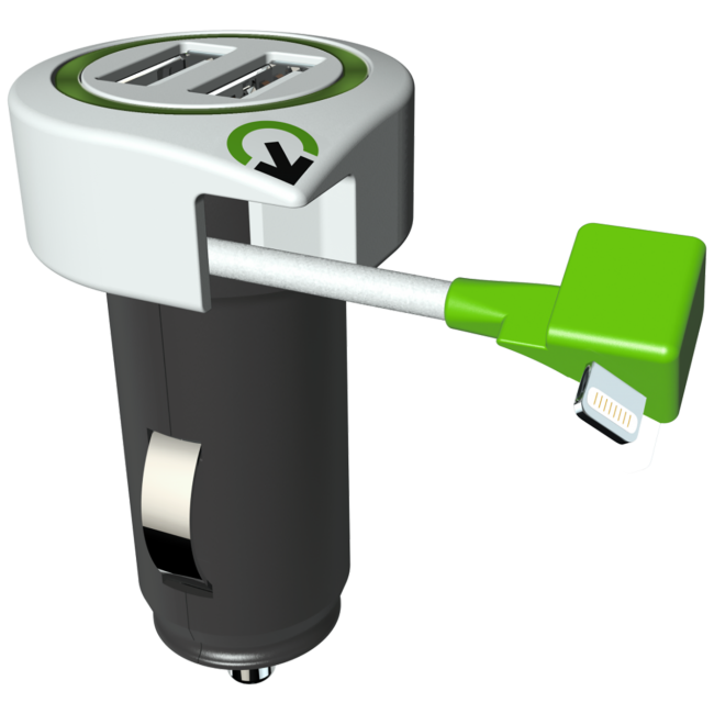 q2power Auto punjač, Dual USB, 3.1A, lightning konektor - TRIPLE USB CAR CHARGER L
