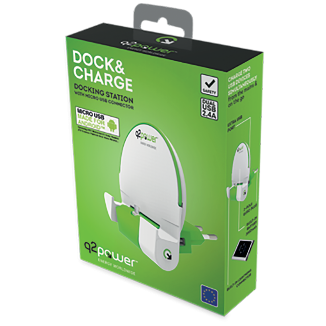 q2power Docking station sa micro USB konektorom - DOCK&CHARGE M EURO - Image 2